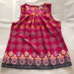 Banana Republic Scoop Neck Tank, Multi Color Pink, Orange, Navy, Size Small